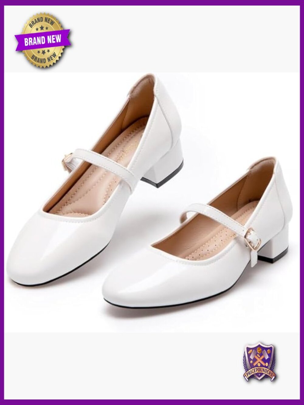 Women's Low Heel Mary Jane Pumps with Adjustable Ankle Strap